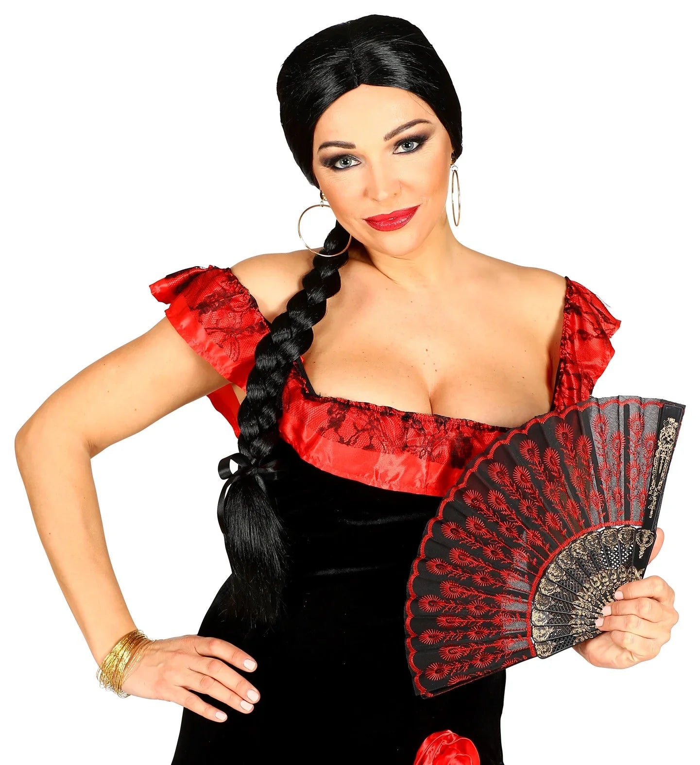 Peluca Morena con Trenza Larga Pelucas Morenas Widmann