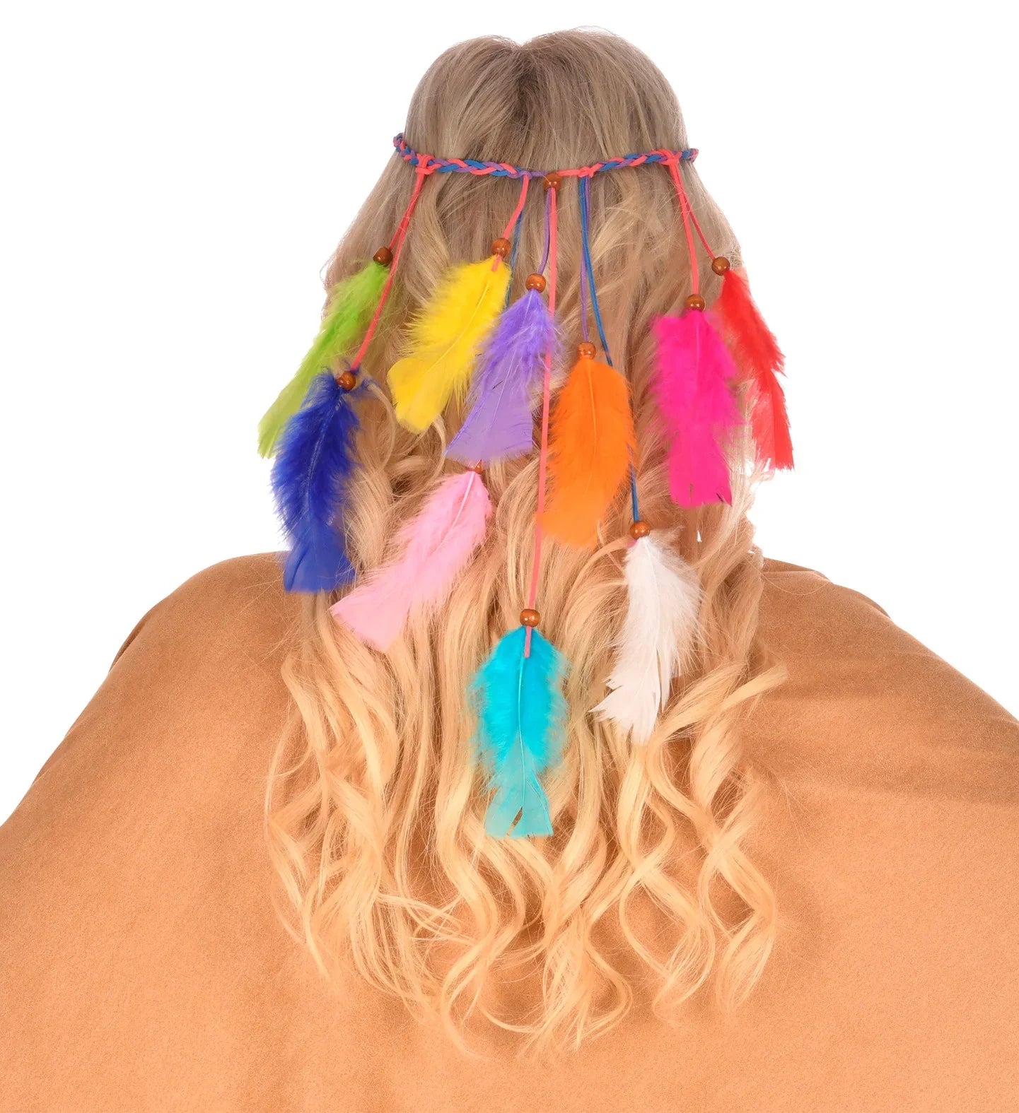 Cinta Hippie para el Pelo con Plumas Multicolor Complementos Hippies Widmann
