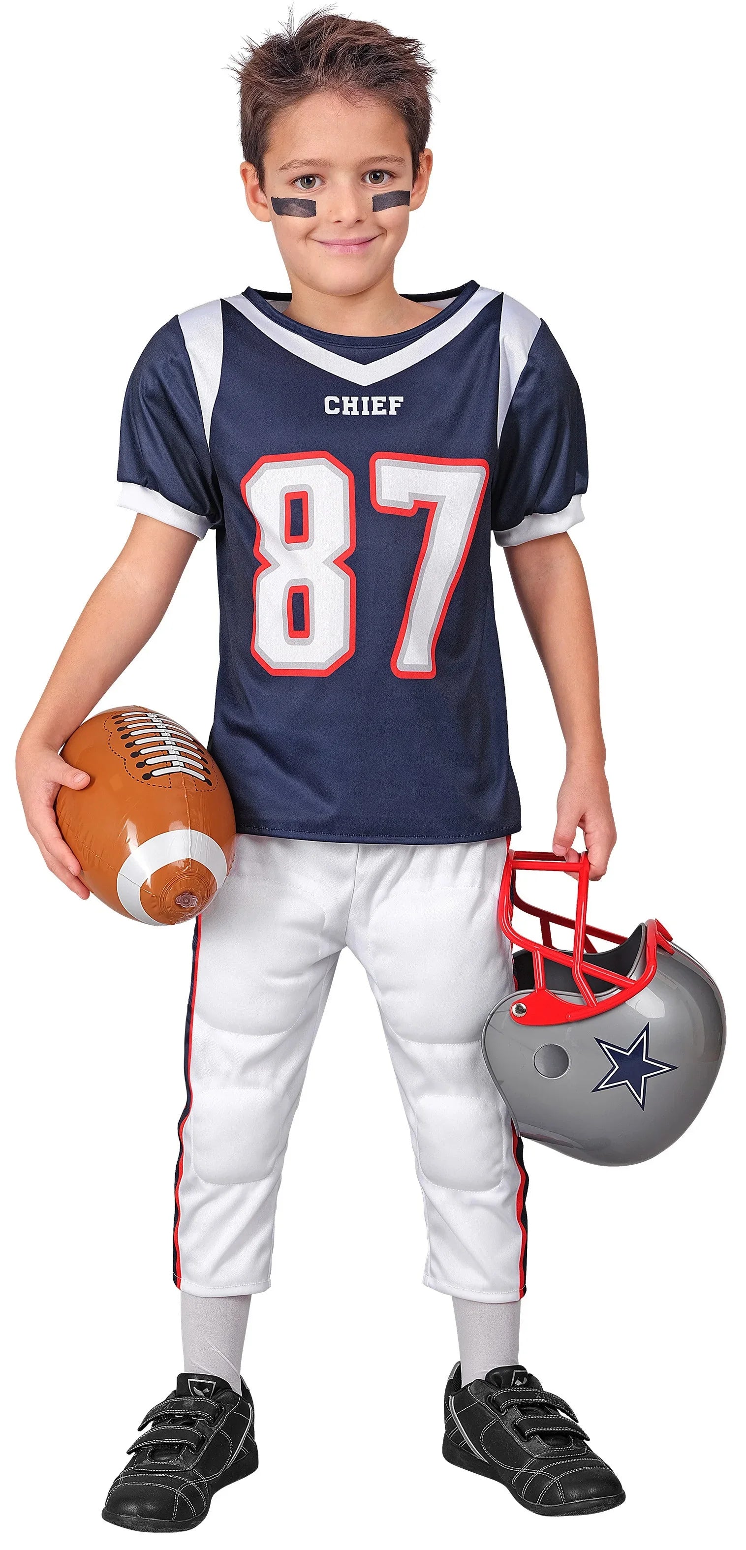 Disfraz de Quaterback de Fútbol Americano Azul para Niño Jugadores de Rugby Widmann