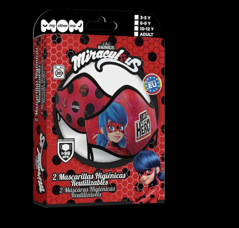 Mascarilla de Ladybug Infantil LadyBug y CatNoir Viving