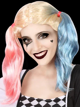 Peluca de Harley Villana Rosa y Azul Harley Quinn Atosa