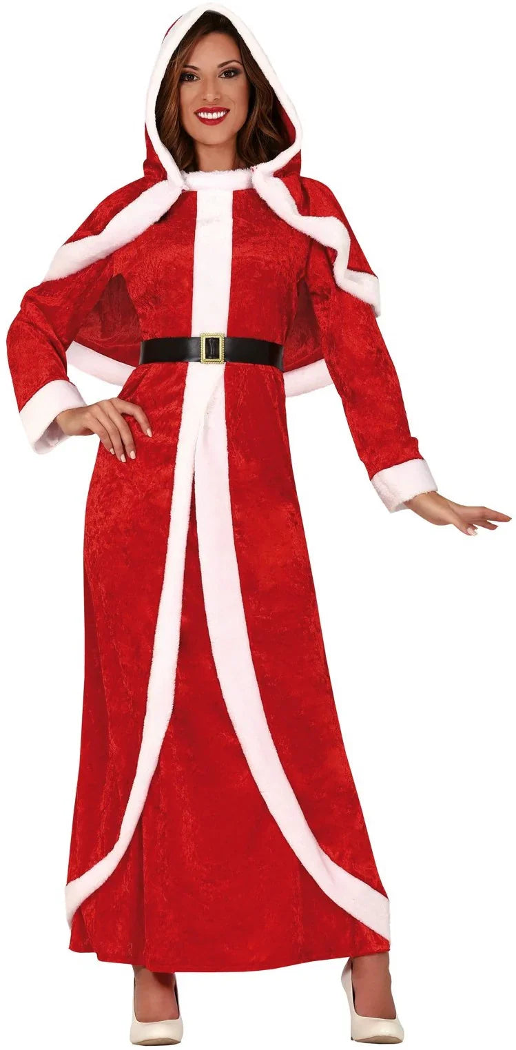 Disfraz de Mamá Noel Largo con Capucha para Mujer Papa Noel y Mama Noel Guirca