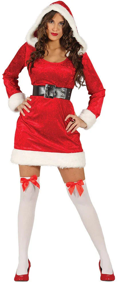Disfraz de Mamá Noel Corto con Capucha para Mujer Papa Noel y Mama Noel Guirca