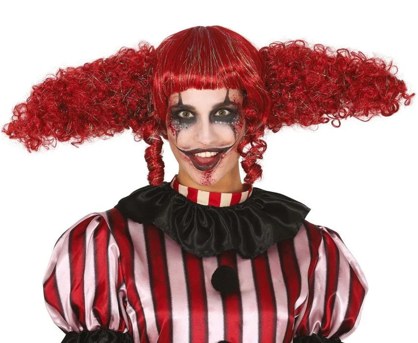 Peluca de Payasa Pelirroja con Moños Payasos Asesinos Guirca