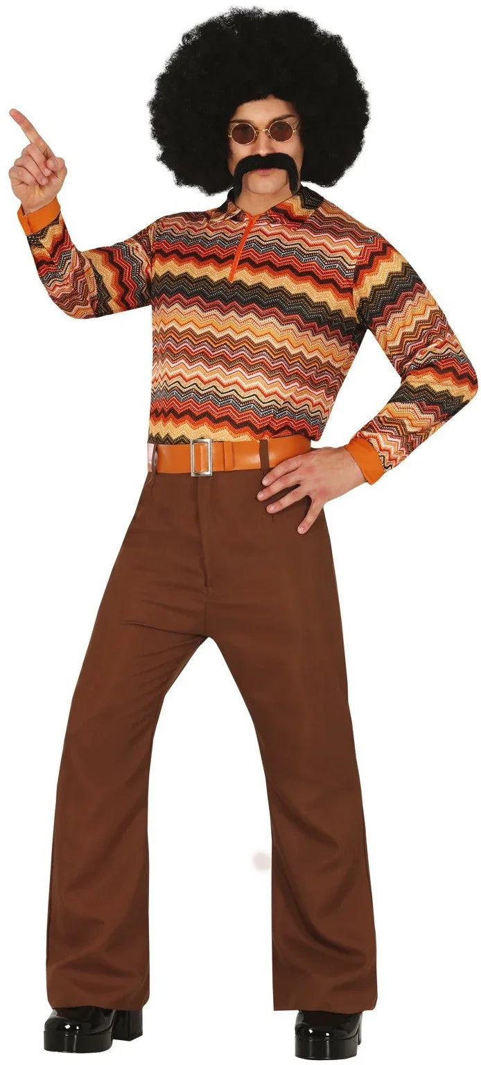 Disfraz Años 70 Marrón Estampado para Hombre Años 70 Guirca