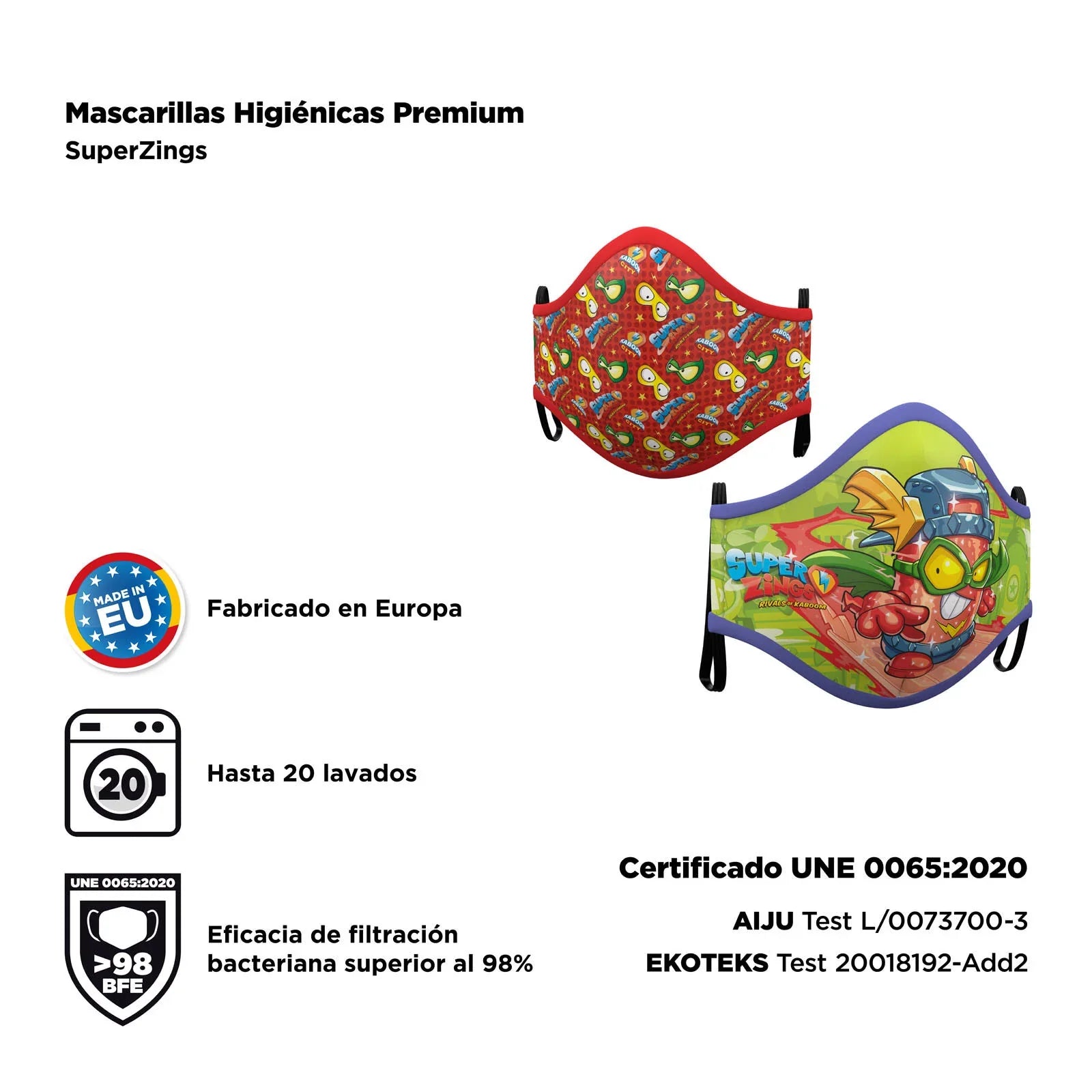 Mascarilla de SuperZings Roja y Verde Infantil SuperZings Viving