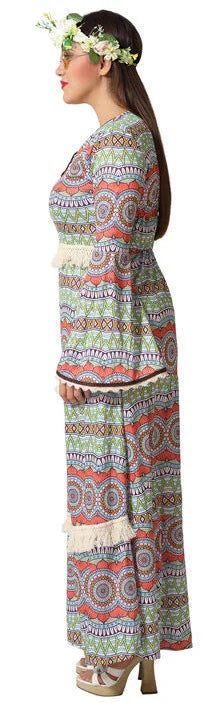 Disfraz de Hippie Vintage Largo para Mujer Hippie Atosa
