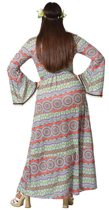 Disfraz de Hippie Vintage Largo para Mujer Hippie Atosa