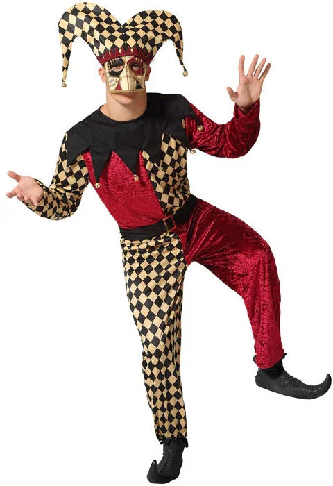 Disfraz de Arlequín Dorado y Rojo para Hombre Arlequines y Bufones Atosa