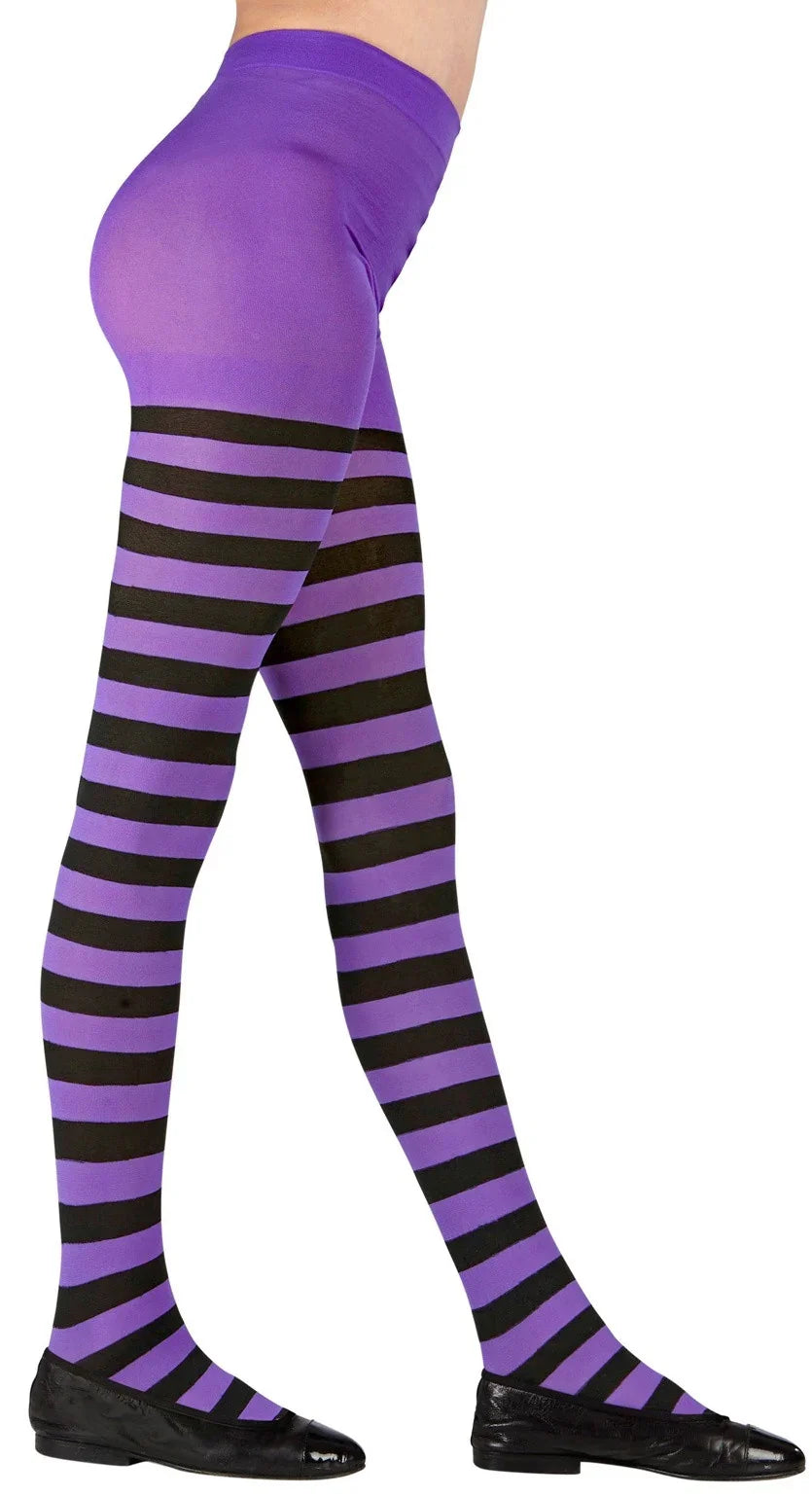 Pantys para Niña de Rayas Moradas y Negras Medias y Pantys Widmann