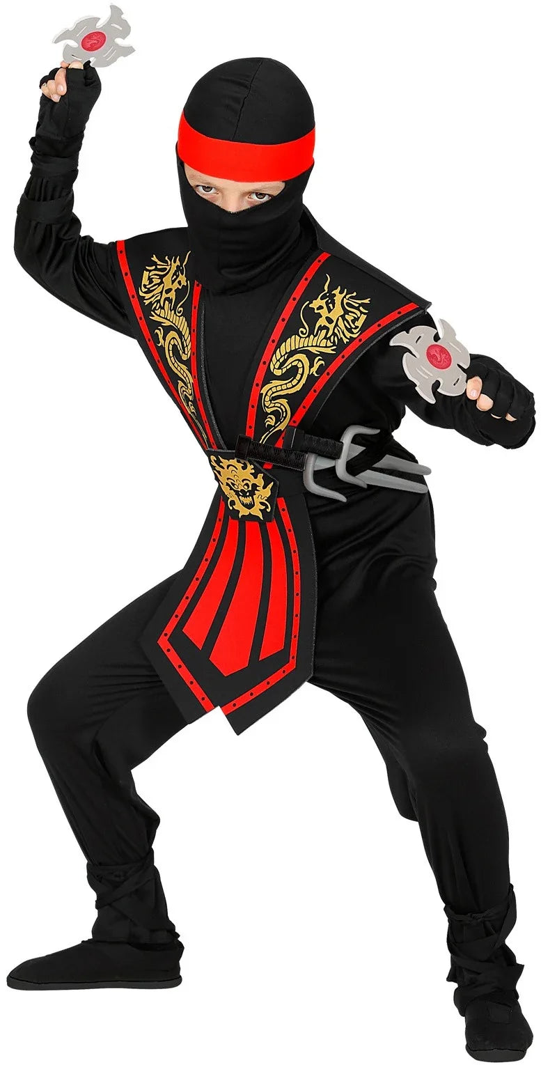 Disfraz de Ninja Rojo con Accesorios Infantil Ninjas Widmann