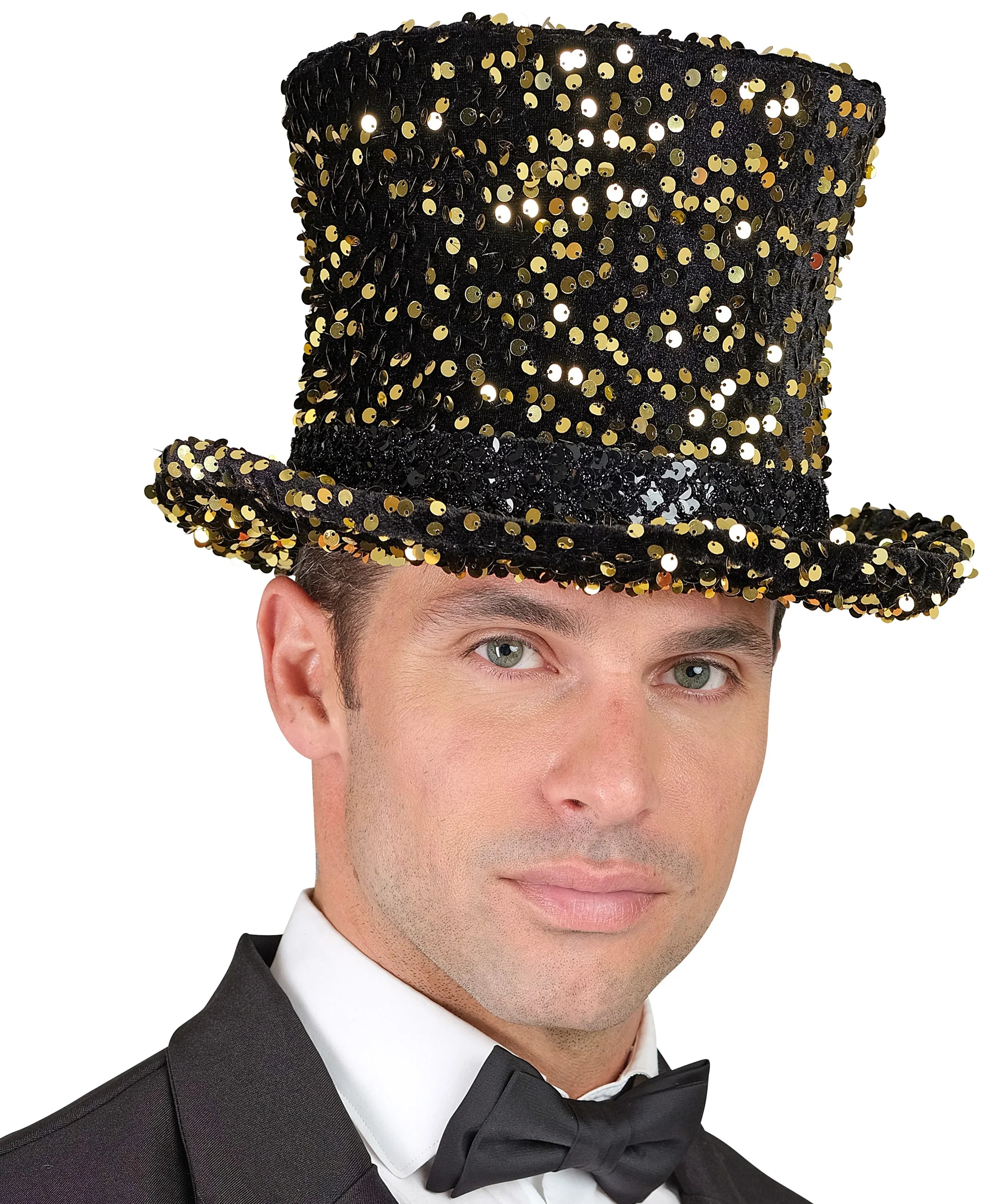 Chistera Negra Acampanada con Lentejuelas Doradas Chisteras Widmann