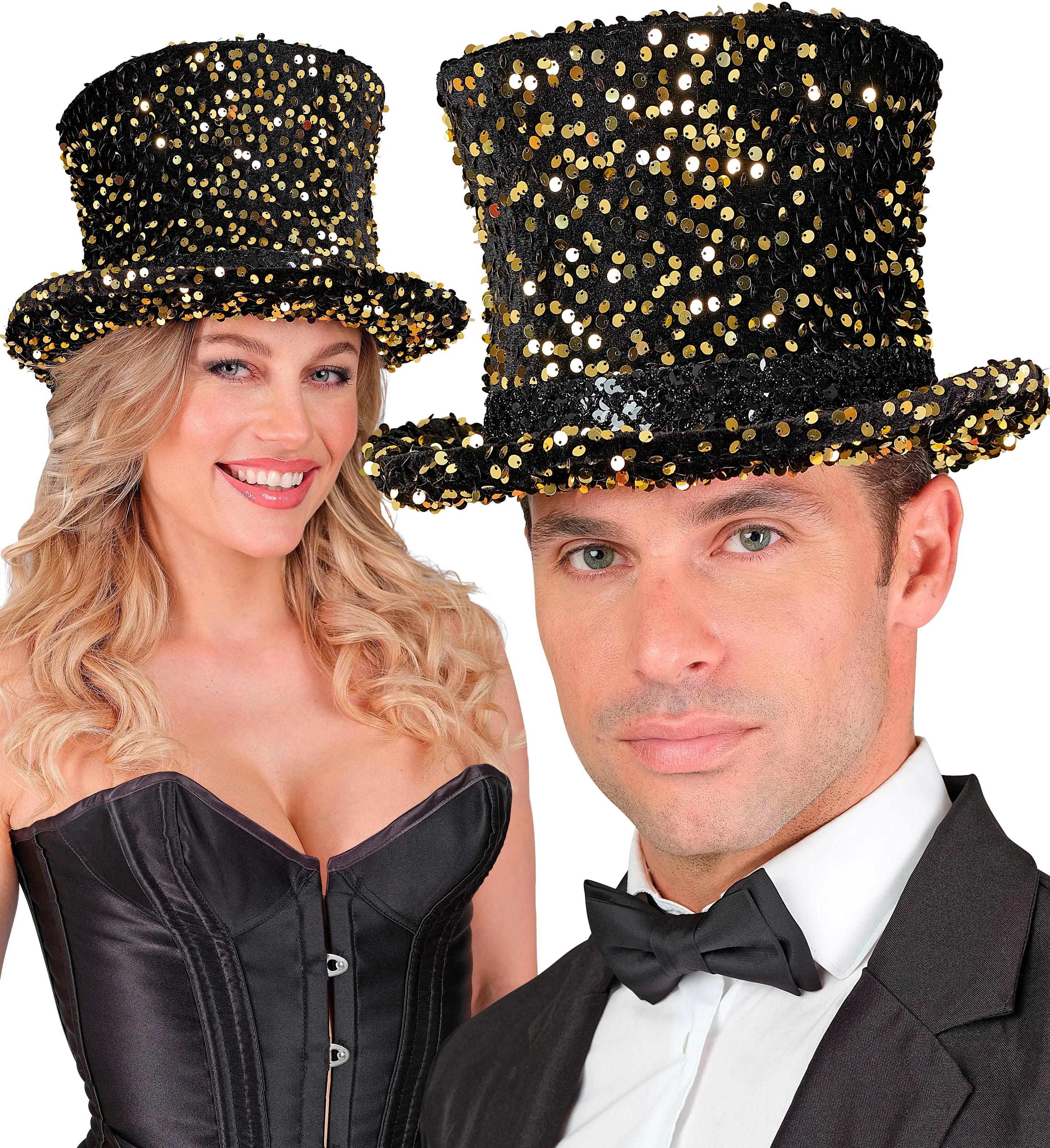 Chistera Negra Acampanada con Lentejuelas Doradas Chisteras Widmann