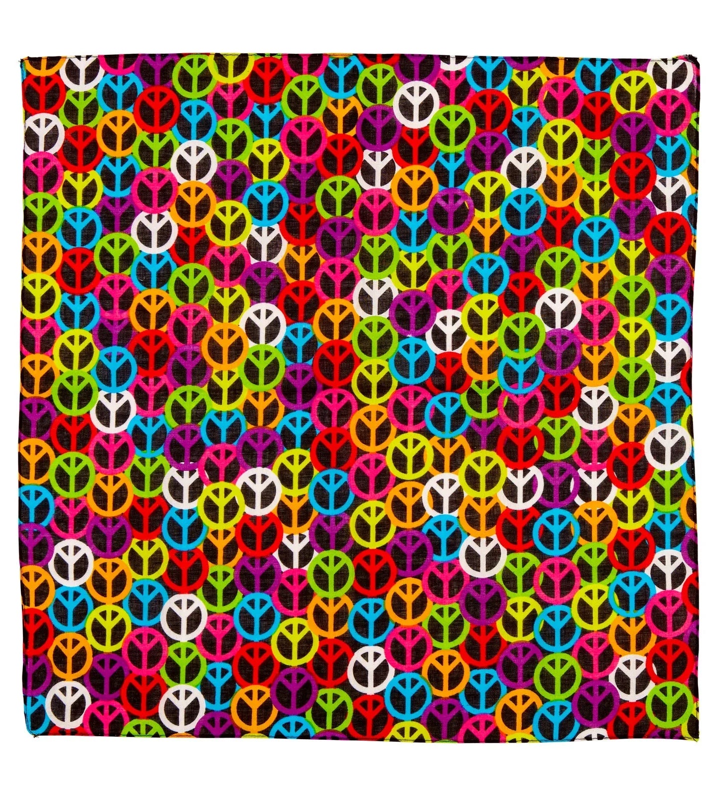 Pañuelo Bandana con Símbolos de la Paz para Adulto Complementos Hippies Widmann
