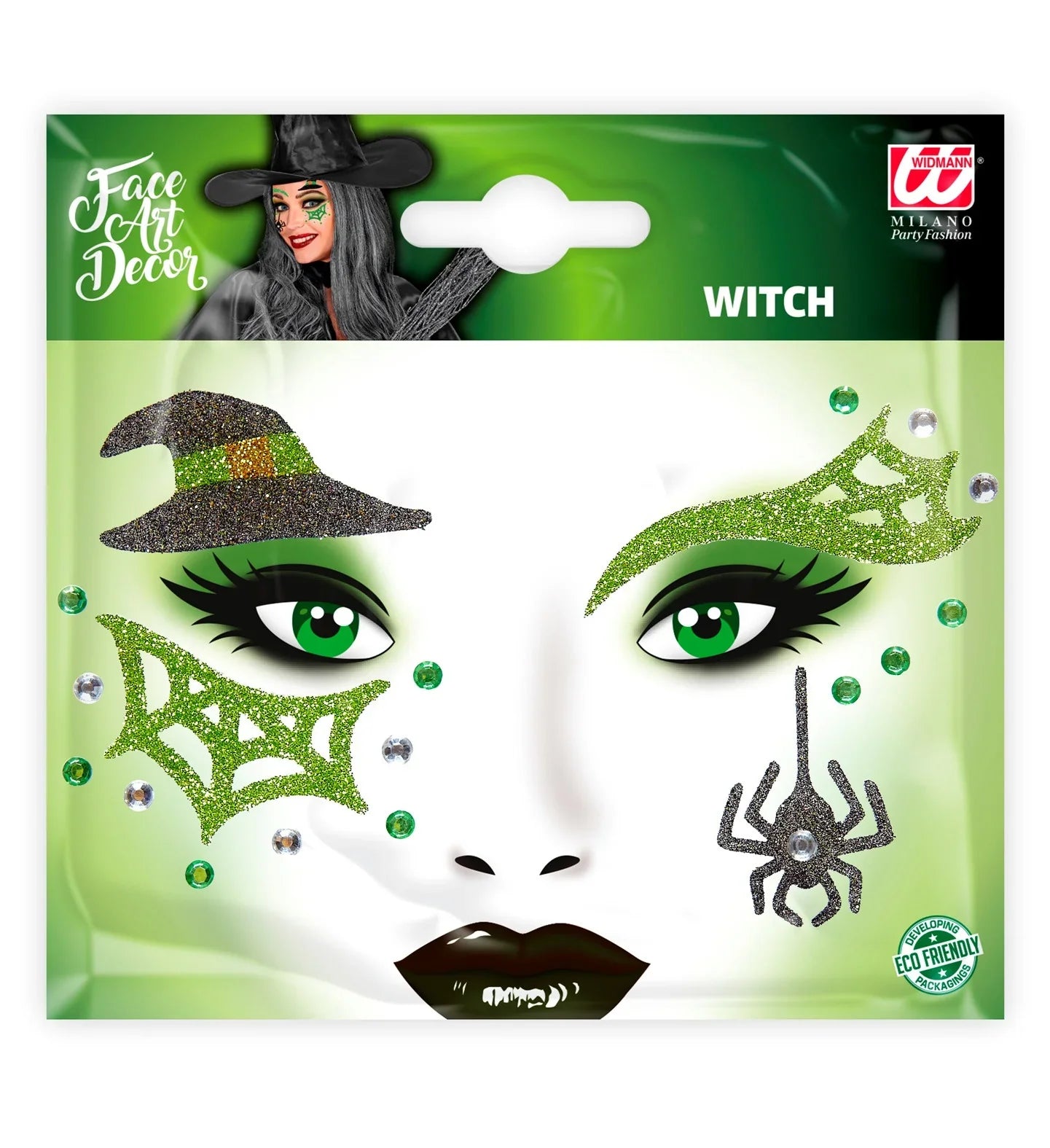 Set de Adhesivos de Bruja con Purpurina Kits de Maquillaje Widmann