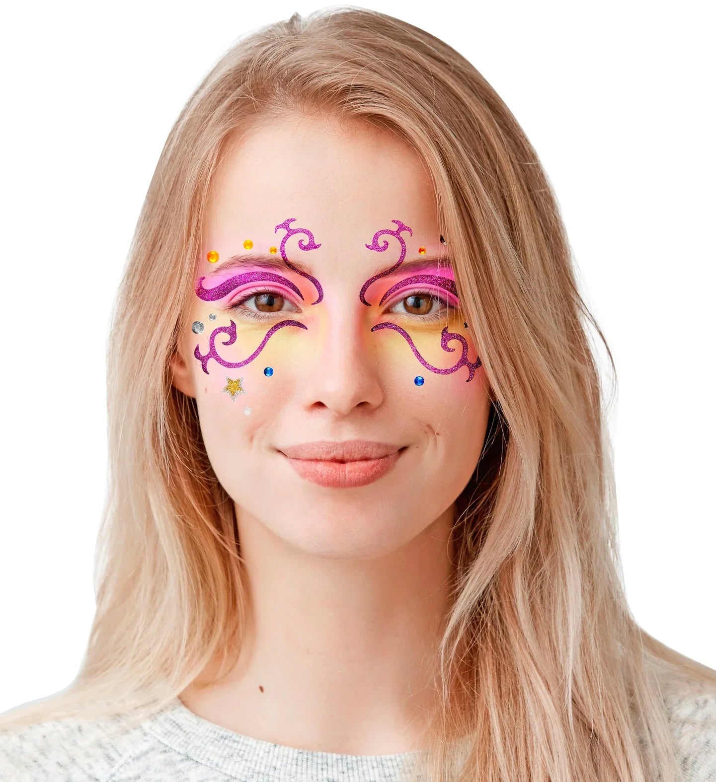 Set de Adhesivos de Hada Rosa con Purpurina Kits de Maquillaje Widmann