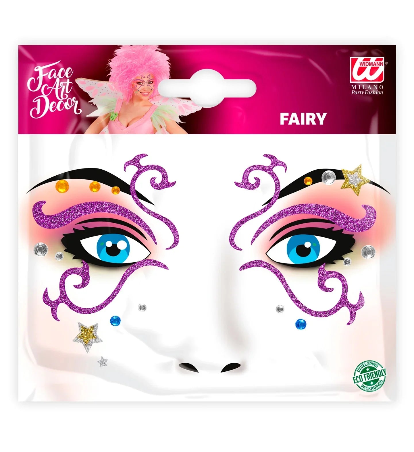 Set de Adhesivos de Hada Rosa con Purpurina Kits de Maquillaje Widmann