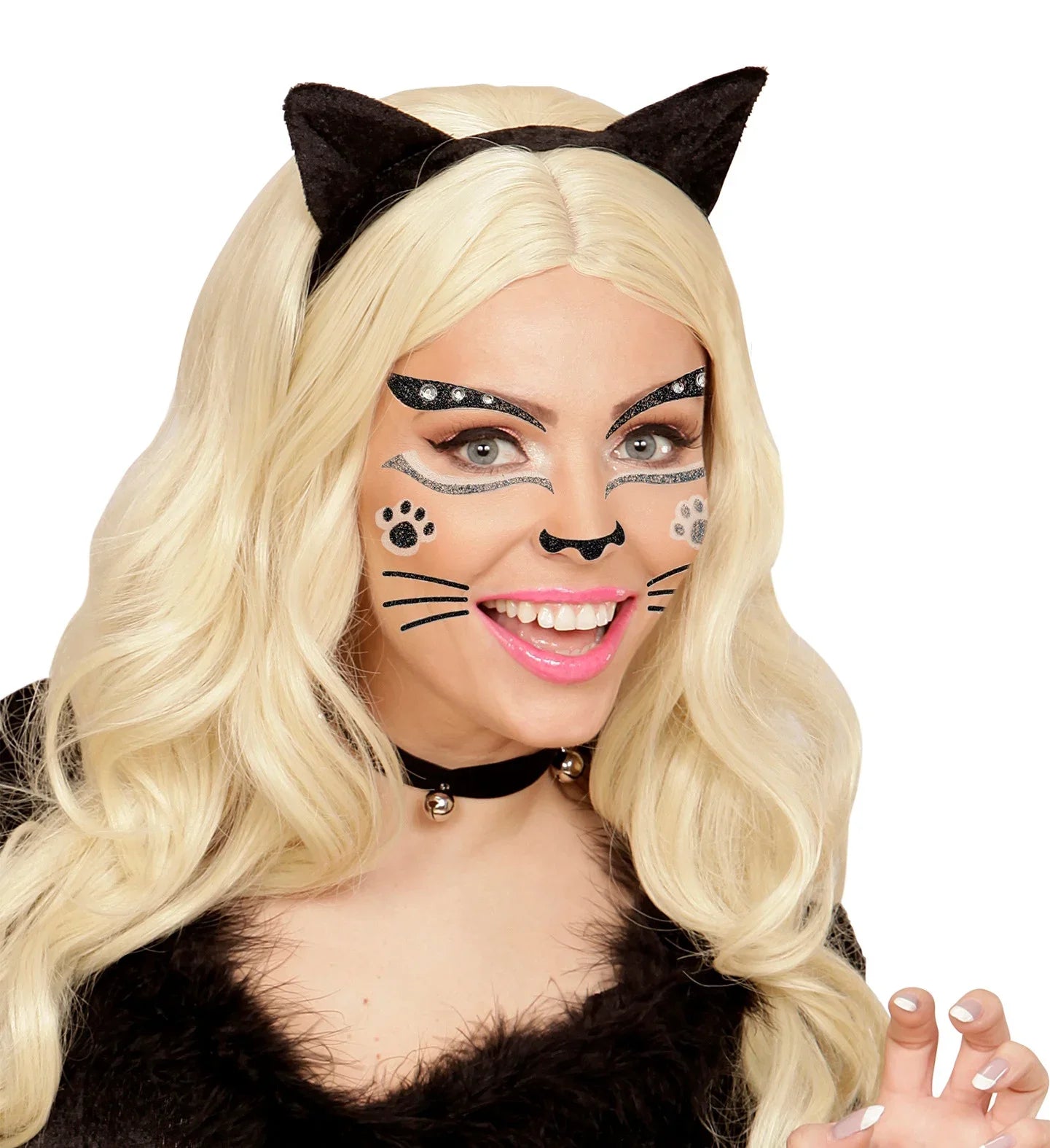 Set de Adhesivos de Gata con Purpurina Kits de Maquillaje Widmann