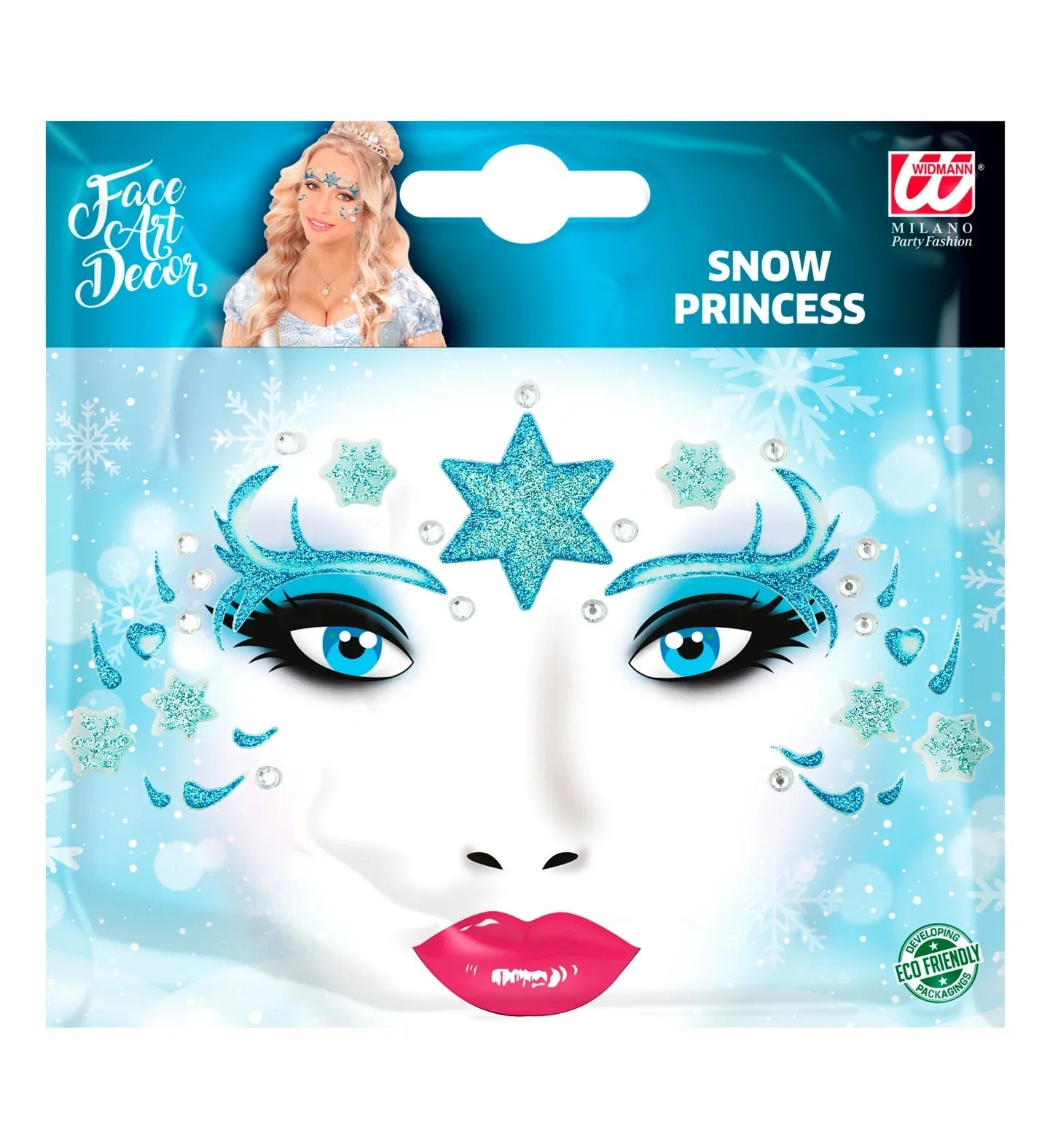 Set de Adhesivos de Reina del Hielo con Purpurina Kits de Maquillaje Widmann