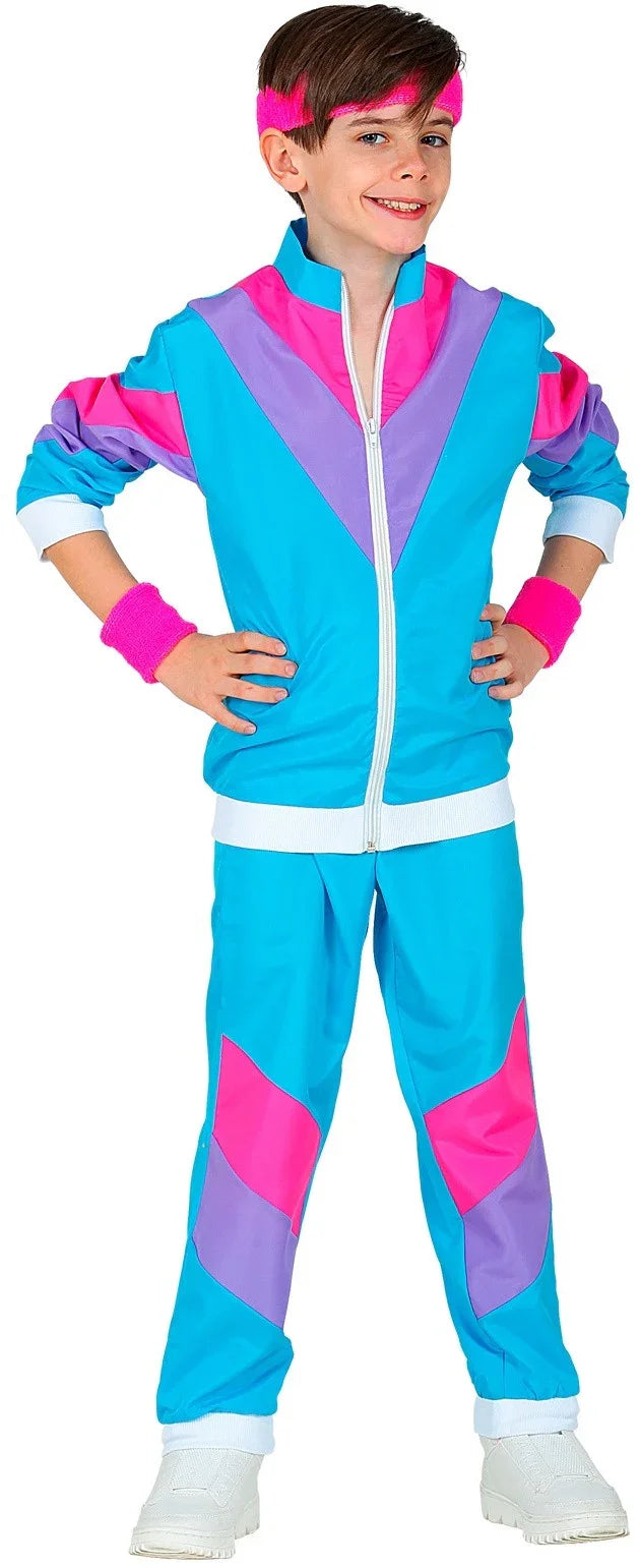 Disfraz Chándal de Táctel Ochentero Azul Infantil Chándales de Táctel Años 80 Widmann