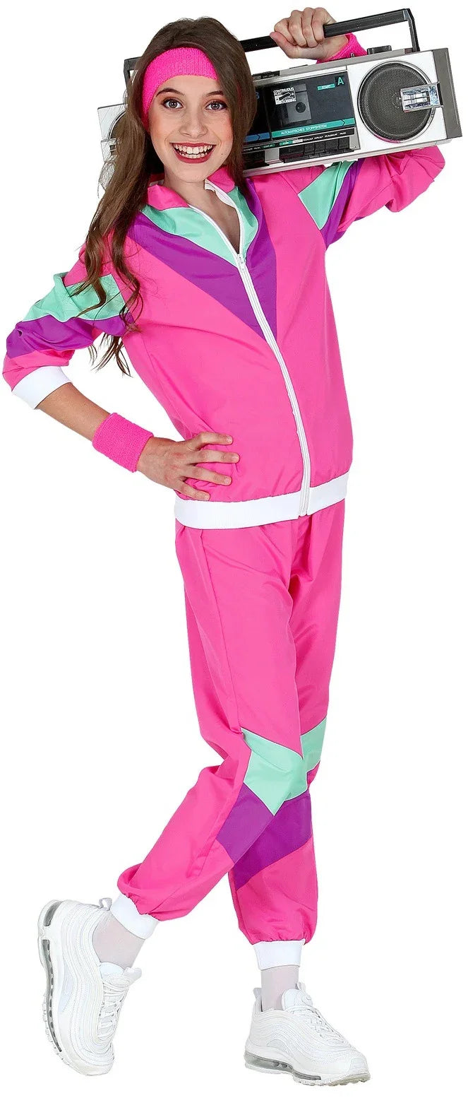 Disfraz Chándal de Táctel Ochentero Rosa Infantil Chándales de Táctel Años 80 Widmann