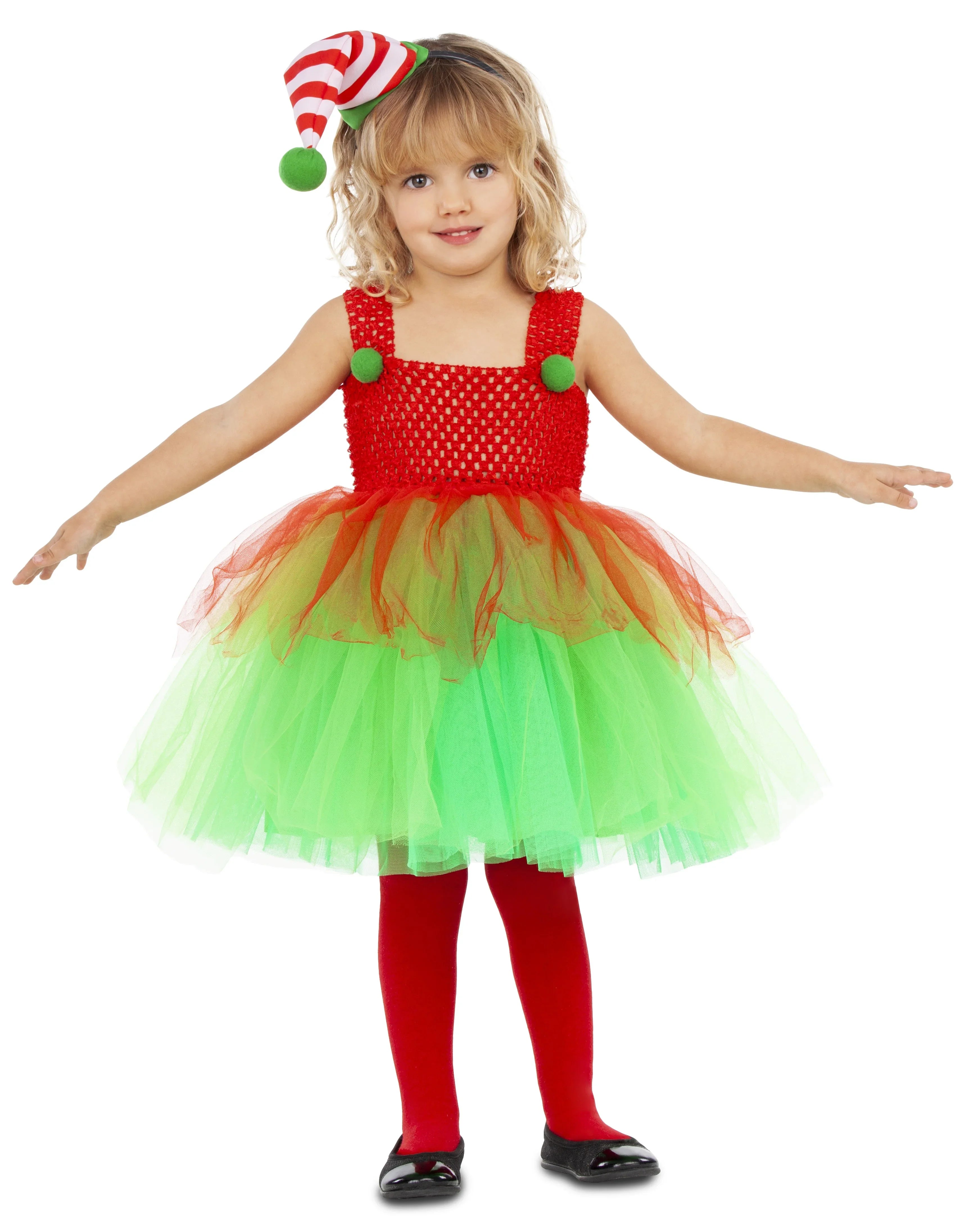 Disfraz de Elfa Navideña con Tutú para Niña Elfos Navideños Viving