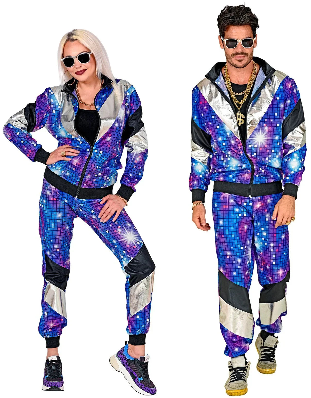 Disfraz Chándal de Táctel de Bola Disco para Adulto Chándales de Táctel Años 80 Widmann