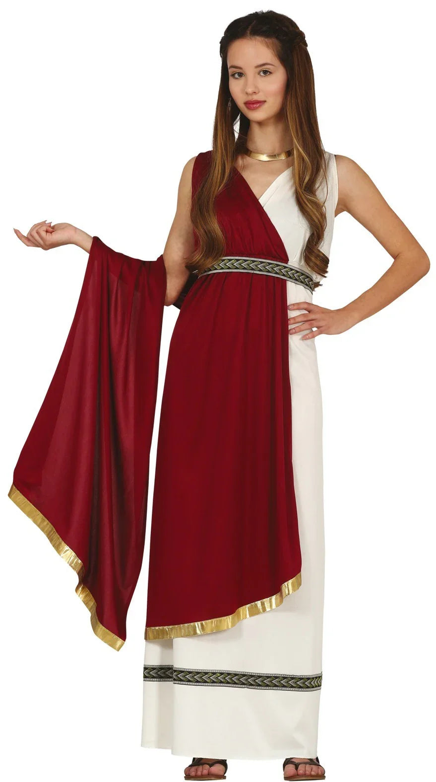 Disfraz de Dama Romana Granate para Niña Romano y Griego Guirca