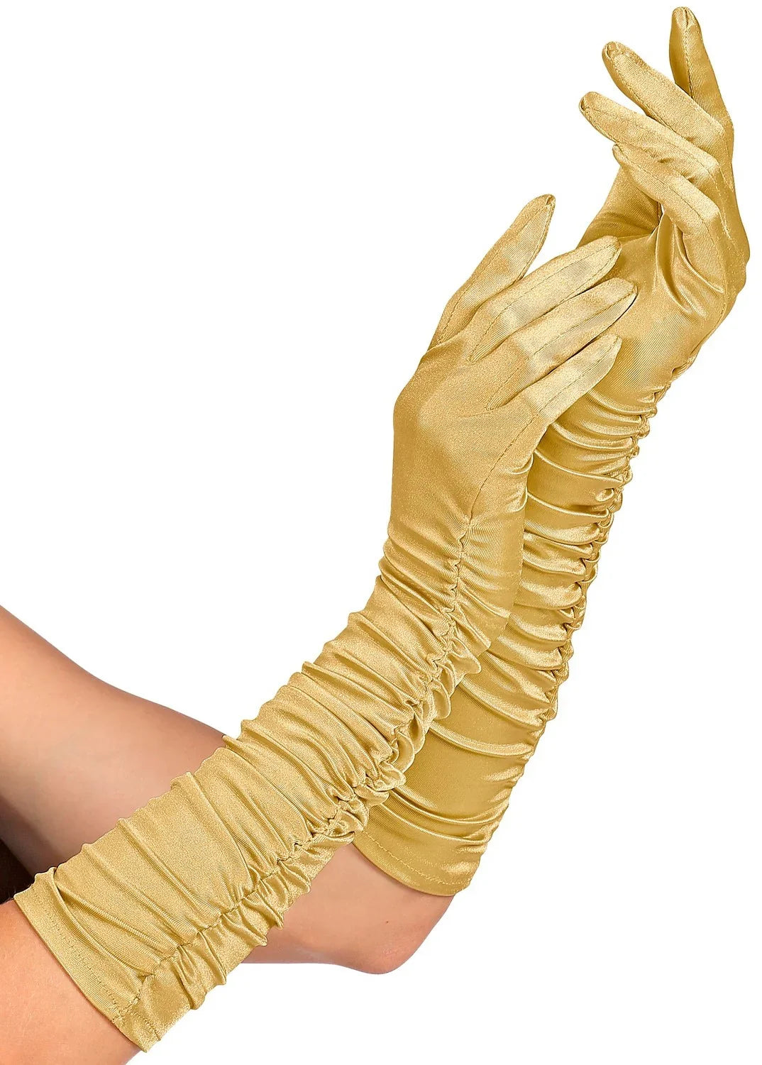 Guantes Dorados Largos Plisados de Satén Guantes Widmann
