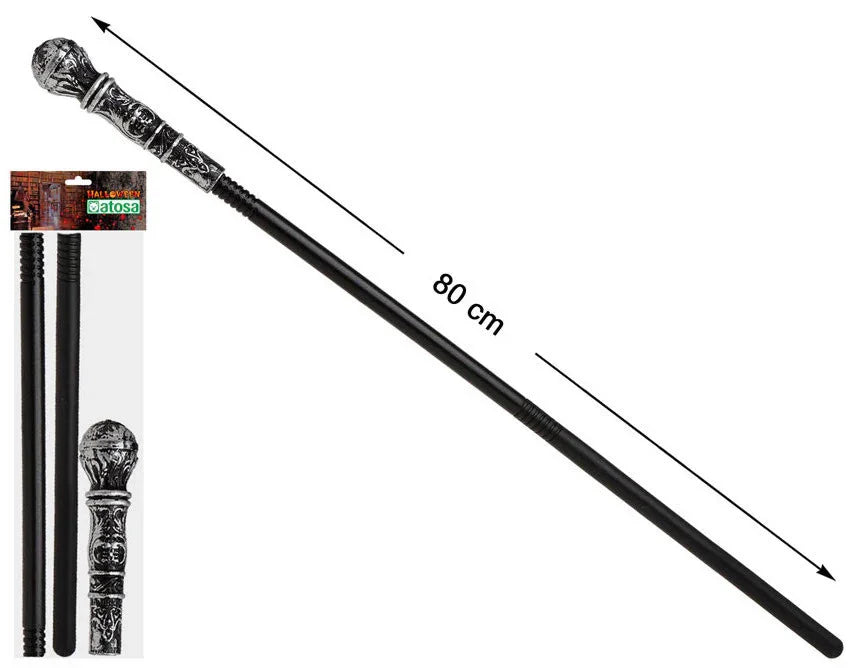 Bastón Elegante con Empuñadura Plateada Complementos Venecianos y de Época Atosa