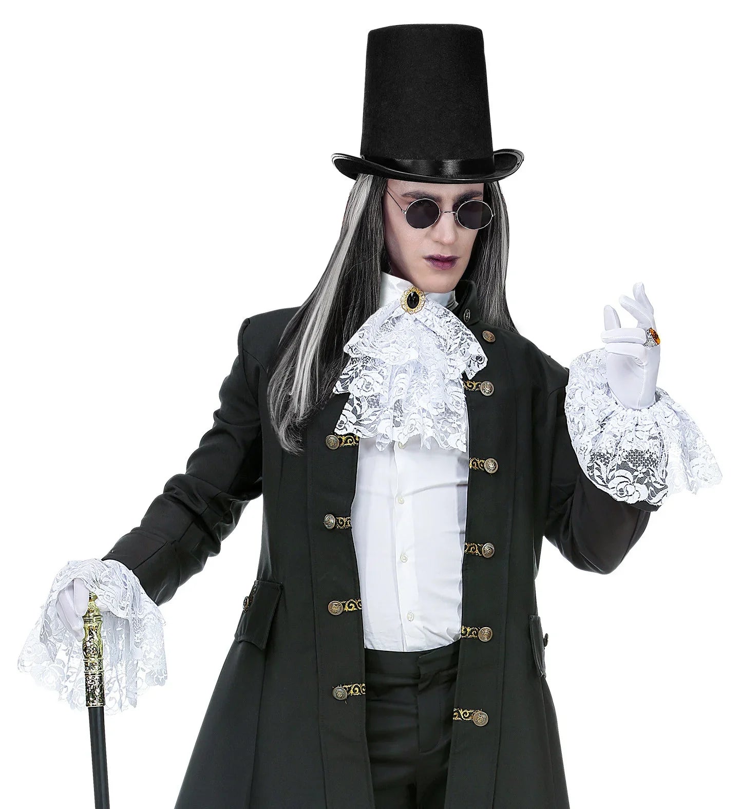 Cuello con Chorrera y Gema y Muñequeras de Encaje Complementos Venecianos y de Época Widmann