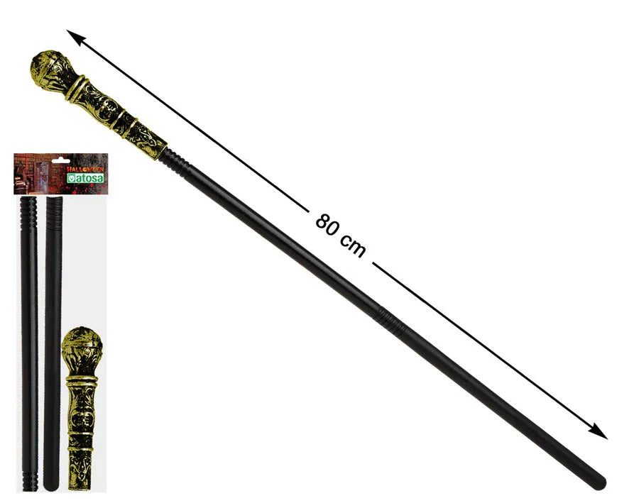 Bastón Elegante con Empuñadura Dorada Complementos Venecianos y de Época Atosa