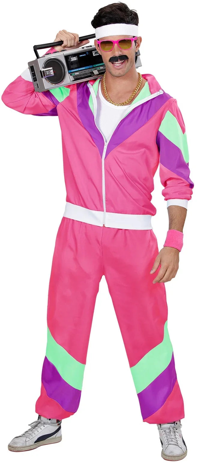 Disfraz Chándal de Táctel Rosa Años 80 para Mujer Chándales de Táctel Años 80 Widmann