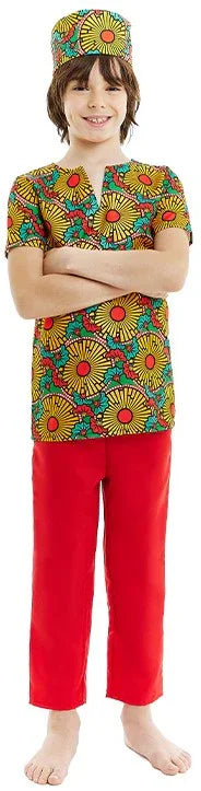 Disfraz de Africano con Estampado Floral para Niño Africanos Partilandia