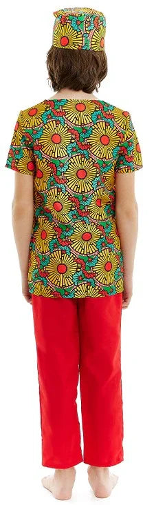 Disfraz de Africano con Estampado Floral para Niño Africanos Partilandia