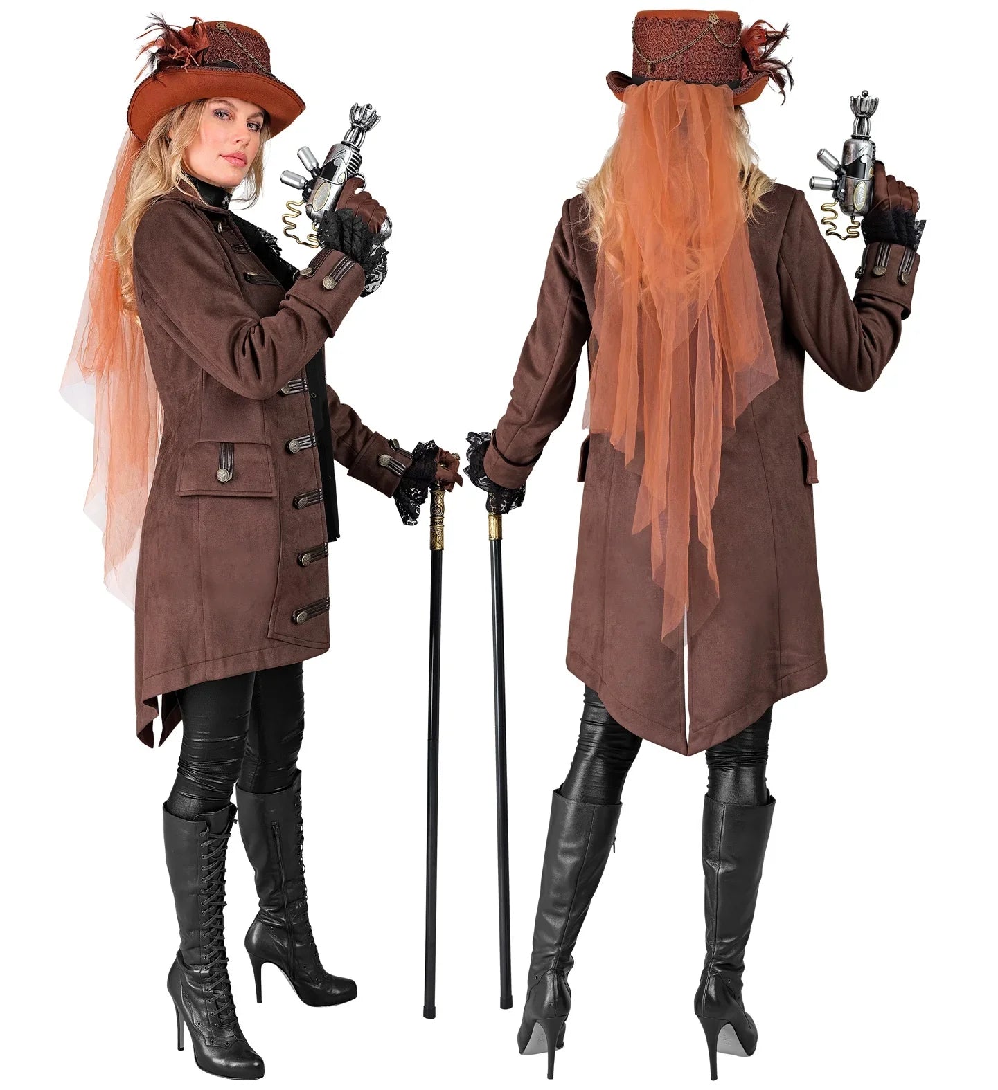 Chaqueta Steampunk o Pirata Marrón Larga para Mujer Chaquetas y Fracs Widmann