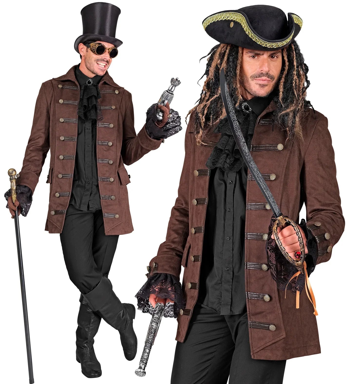 Chaqueta Steampunk o Pirata Marrón Larga para Hombre Chaquetas y Fracs Widmann