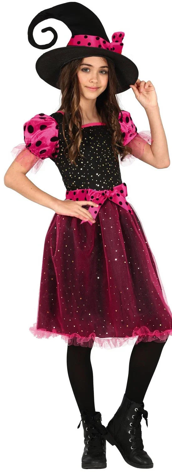 Disfraz de Bruja Vintage Rosa para Niña Brujas Guirca