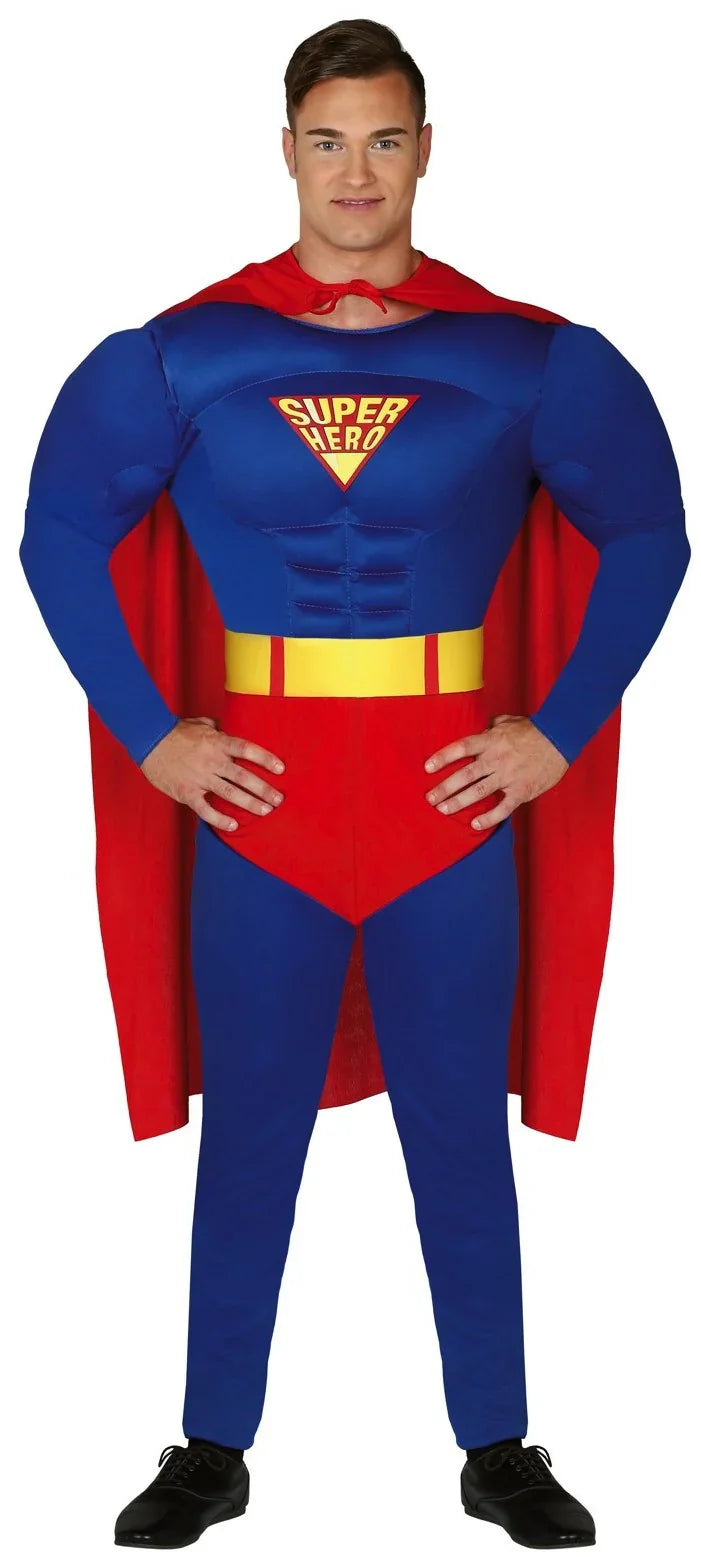 Disfraz de Superhéroe Musculoso con Capa para Hombre Superman y Supergirl Guirca M