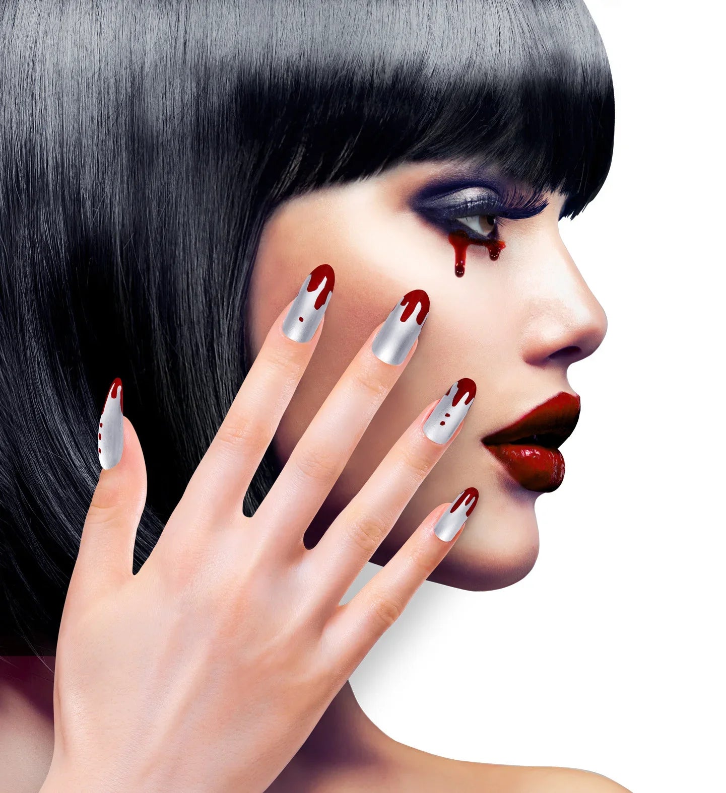 Uñas Postizas Plateadas Metalizadas Sangrientas Uñas Postizas Widmann