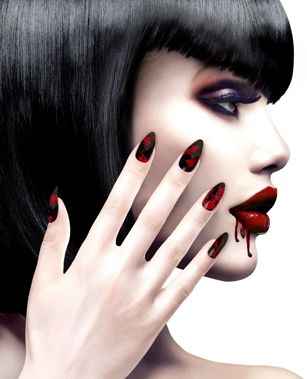 Uñas Postizas Negras Sangrientas con Punta Uñas Postizas Widmann