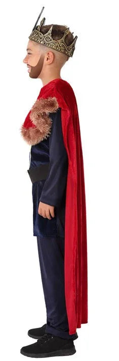 Disfraz de Rey Medieval Azul con Capa Roja para Niño Medieval Infantiles Atosa