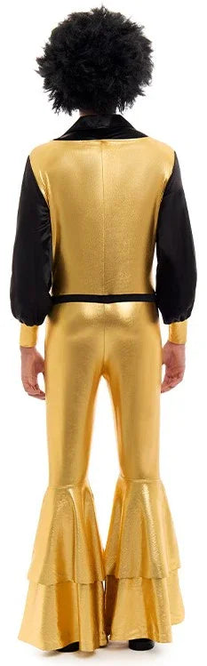 Disfraz Disco Años 70 Dorado y Negro para Hombre Disco Partilandia