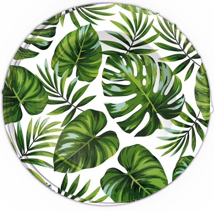 Pack 6 Platos de Hojas Tropicales Decoración y Menaje Verano Guirca