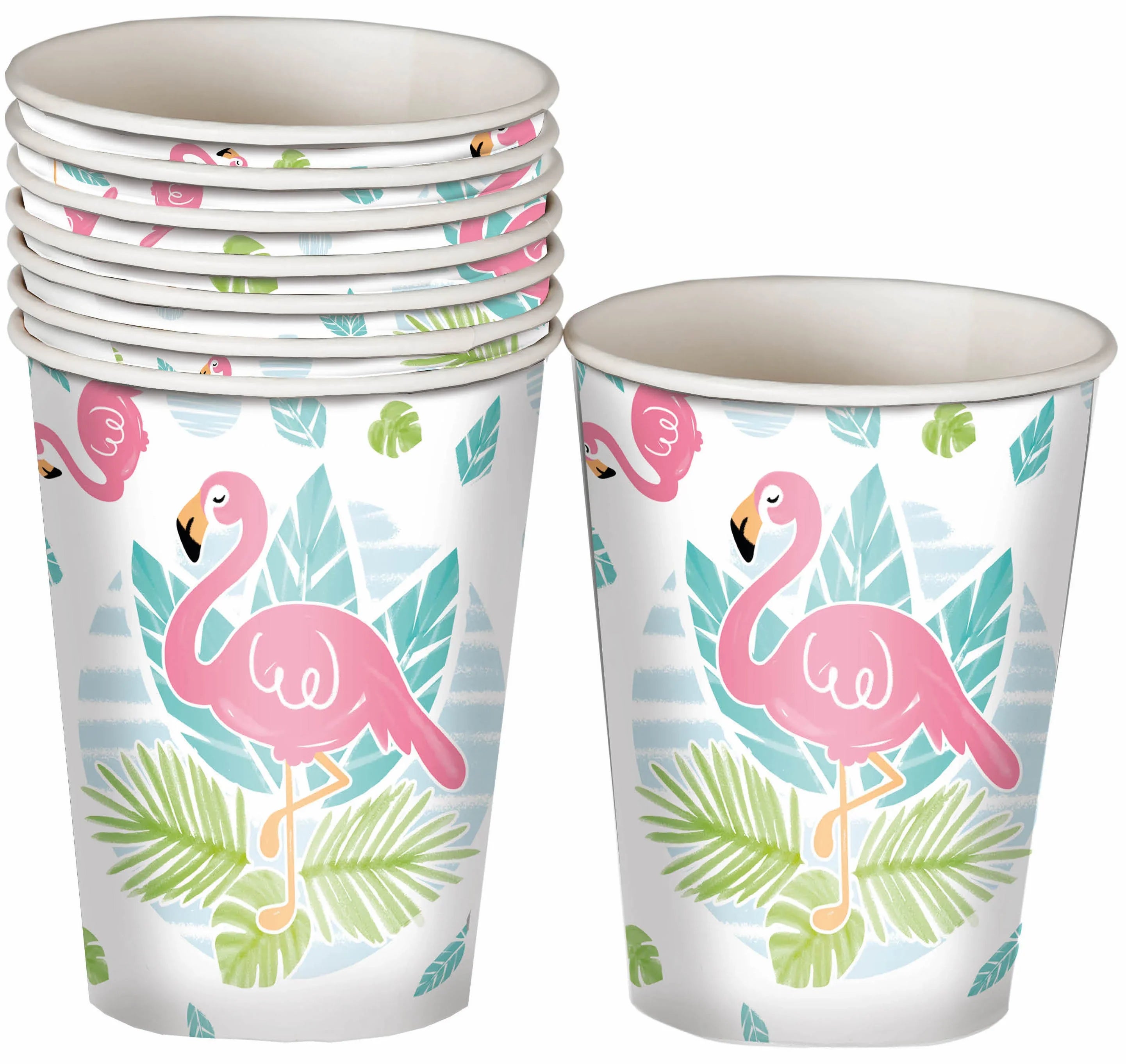 Pack 6 Vasos de Flamencos Rosas Decoración y Menaje Verano Guirca