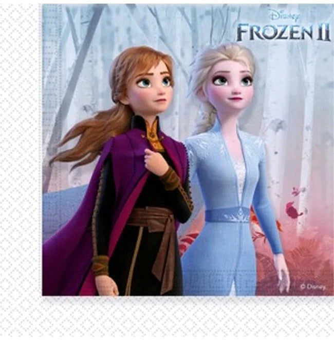 Pack de 20 Servilletas de Elsa y Anna de Frozen 2 Decoración y Menaje de Dibujos Animados Liragram