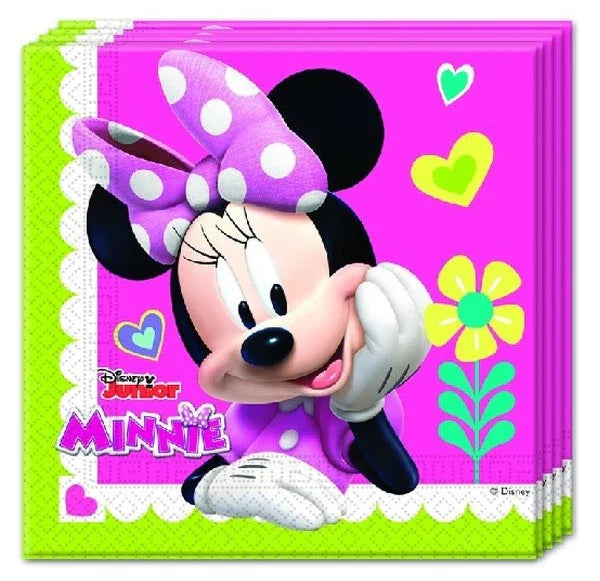 Pack de 20 Servilletas de Minnie Mouse Rosa Decoración y Menaje de Dibujos Animados Liragram