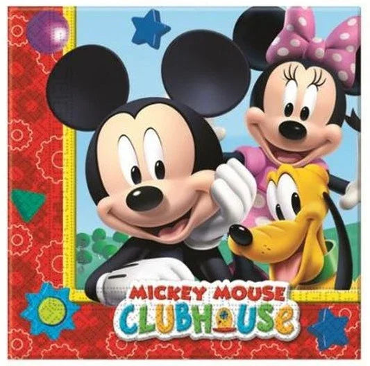 Pack de 20 Servilletas de Mickey, Minnie y Pluto Decoración y Menaje de Dibujos Animados Liragram