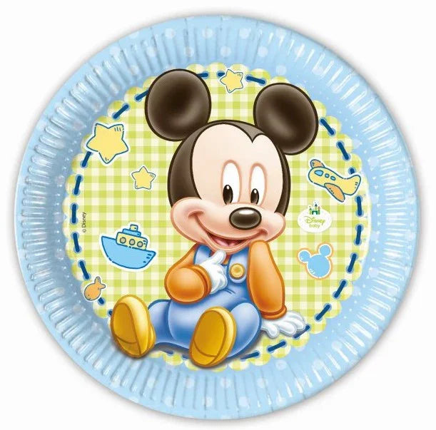 Pack de 8 Platos de Mickey Mouse Bebé Decoración y Menaje de Dibujos Animados Liragram