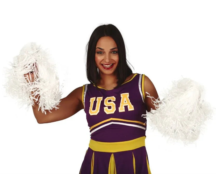 Pompones de Animadora en Colores Pompones Guirca Blanco